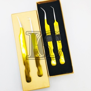 Pince à épiler de qualité supérieure vison doré durable pince à épiler d'extension de cils en acier inoxydable pochette en PVC gratuite emballée à vendre - Product Image 6