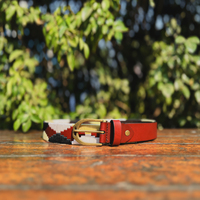 Ceinture Polo Unisexe en Cuir de Buffle Crème Orange Pampa avec Boucle Carrée à Ardillon, Qualité Supérieure, Largeur 35MM, Durable et Personnalisable