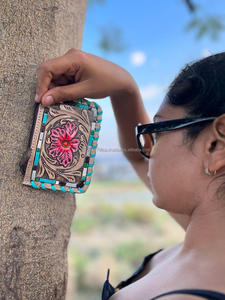 Sacs à main en cuir marron repoussé mignon petit Rectangle porte-carte de crédit étui fermeture éclair pochette à la mode dames - Product Image 3