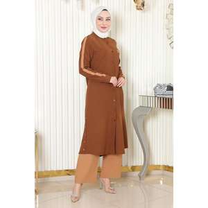 Conjunto de Traje Casual de 2 Piezas, 100% Algodón, Largo Midi, con Botones - Product Image 1