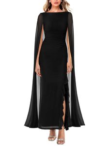 Women's V-neck Spaghetti Strap Floor-Length Evening Party Ball Gown <b>Dress</b> Sequined Natural Waist Chiffon Fabric A-Line - Product Image 1
