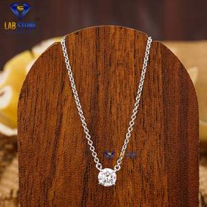 Colgante de oro blanco de diamante de corte brillante redondo TDW 1,05 de Labstone, colgante de diamante personalizado, colgante a juego de colores de la serie Fo - Product Image 1