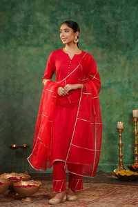 Pantalon Kurti de concepteur d'approvisionnement d'usine en gros avec Dupatta pour le bureau et les vêtements d'extérieur de l'Inde au prix d'usine - Product Image 2