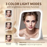 Espejo de Maquillaje Iluminado Recargable Personalizado MoonlitGlow, Espejo Cosmético Cuadrado Ultra Delgado de Escritorio, Compatible con Venta al Por Mayor OEM ODM