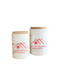 Ensemble de 3 boîtes cylindriques en marbre noir décoratives pour le stockage des aliments et des épices avec couvercle en bois hermétique - Product Image 5