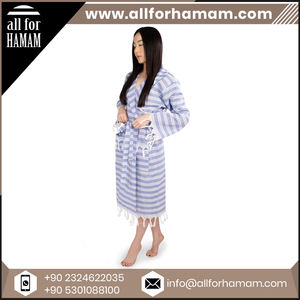 Ensemble Peignoir de Bain Élégant de Luxe Unisexe Taille XL Peshtemal Tissé à la Main 100% Coton Séchage Rapide Rayé Doux Adultes Léger - Product Image 6