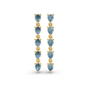 Frosted Ice Blue Lab Grown <b>Diamond</b> <b>Dangle</b> <b>Earrings</b> 1 Ct Tw VS Clarity 10 <b>Diamonds</b> 14K Solid Gold Nature Inspired Cool Hue - Product Image 3