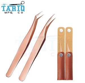 2023 pince à épiler plaquée or incurvée droite de haute qualité sur mesure marque privée outil de beauté outils d'extension de cils - Product Image 1