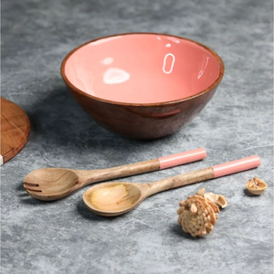 Enameled <b>Pink</b> Design Mango Wooden With Polish Dough Serving <b>Bowl</b> for Wedding Eco-Friendly Home Hotel & Restaurant Use - Product Image 6