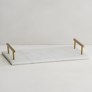 Plateau en marbre rouge de luxe avec poignées en laiton doré Plateau de service et décoratif élégant pour les cadeaux de salle à manger et la décoration intérieure - Product Image 5