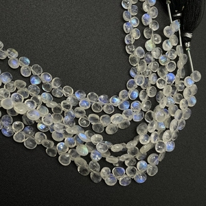 Cuentas de Briolette con forma de corazón facetado de piedra lunar arcoíris, piedras preciosas naturales para joyería - Product Image 5