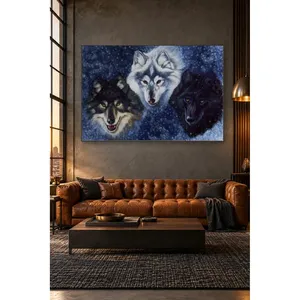 Impression sur toile Fida Trois têtes de loup dans une nuit étoilée - Product Image 3