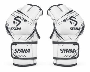 White Open Finger MMA Boxing Gloves <b>Half</b> Finger Training Gloves PU Leather Breathable Non <b>Slip</b> Grappling Gear - Product Image 1