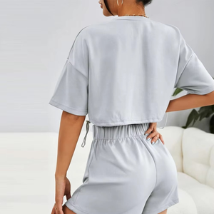 เสื้อครอปเปิดไหล่แขนสั้นสำหรับผู้หญิงชุดเสื้อผ้าขนาดใหญ่พิเศษ2025ฤดูร้อนโลโก้แบบออกแบบได้ตามที่ต้องการ - Product Image 2