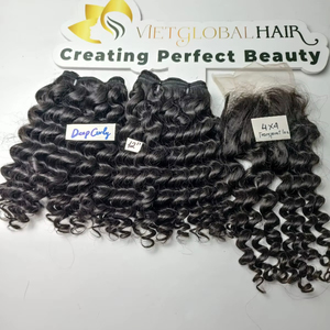 Extensions de cheveux humains vietnamiens ondulés brésiliens Super Wave de haute qualité-Cheveux bruts bouclés profonds naturels pour améliorer le volume des cheveux - Product Image 1