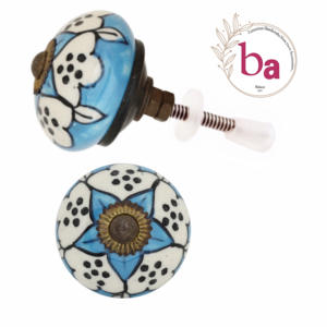 ลูกบิดเซรามิกสีฟ้าลายดอกไม้ที่ทันสมัยมือจับลิ้นชักตู้ลิ้นชักลิ้นชักลิ้นชักตู้เสื้อผ้าห้องนอนห้องน้ำห้องนั่งเล่นกลางแจ้ง - Product Image 1