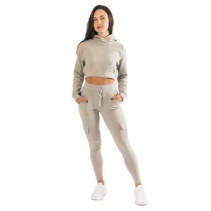 เสื้อฮู้ดผู้หญิงสวมใส่สบายสำหรับฤดูหนาว แขนยาว ระบายอากาศได้ดี ผ้าทอไม่ยับ ทรงครอป ปักโลโก้ด้านหน้า - Product Image 5