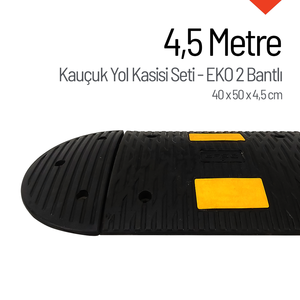 Pente de ralentissement en caoutchouc recyclé Eco à 2 bandes, ensemble de 4,4 mètres de long, noir, 8 pièces - Product Image 1
