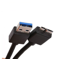 Kabel Pengisian Daya USB 3.0 Micro-B 5A Kecepatan Tinggi Berlapis PVC Foil Tembaga Murni 40cm untuk Hard Drive Eksternal Komputer Warna Hitam