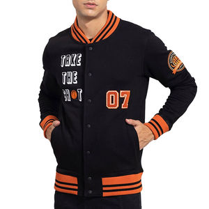 Chaqueta Varsity de Invierno de Alta Calidad al por Mayor, con Cuello Alto, Cuero Sintético, Ecológica, Resistente al Viento e Impermeable, Económica, con Estampado - Product Image 1