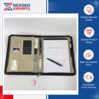 Porte-documents en cuir à 4 anneaux personnalisé, format A4, papeterie de bureau avec options de logo et de design personnalisés