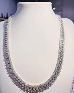 Suministro directo de fábrica Hip hop Cadena cubana Plata de ley Chapado en oro blanco Cadenas finas Collares para hombres - Product Image 1