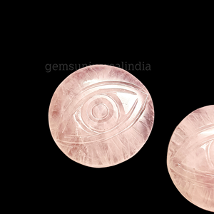 Rose Quartz Evil Eye Carving Gemstone for Jewelry Making 25mm Evil Eye Shape Carved <b>Crystals</b> Rose Quartz Gemstone Eye Charms - Product Image 2