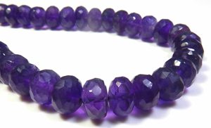 ลูกปัดอเมทิสต์สีม่วงทรงรอนเดล 10 เส้น หินธรรมชาติเจียระไนเหลี่ยม ขนาด 8-9 มม. จากบราซิล เกรดดีเยี่ยม น้ำหนัก 130-150 กะรัต - Product Image 3