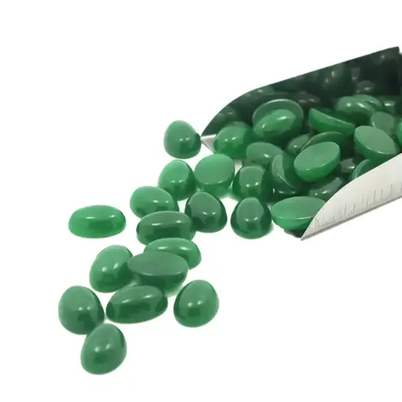 Stock di pietre di agata verde forma rotonda cabochon fondo piatto di giada per la realizzazione di anello collana di cristallo ALIF e agata