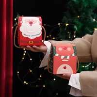 Boîte d'emballage de bonbons de Noël, sac en papier, boîte cadeau pour biscuits et pommes avec poignée, boîte surprise pour le cadeau de Noël des enfants
