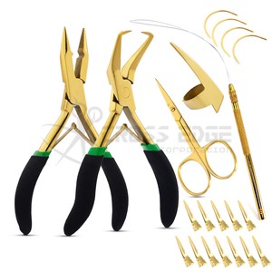 Complete Hair Extension Tool <b>Kit</b>: Pliers, Scissors, Loop Tool, Clips, Needles, and Case Micro <b>Beads</b> Pliers and Loop Tool - Product Image 1