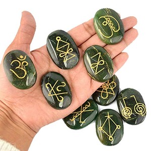 เซ็ตหินทรงวงรี9ชิ้น karuna หินหยกสีเขียว karuna รักษาธรรมชาติคริสตัลเรกิพลอยชุด karuna ขายส่ง - Product Image 4