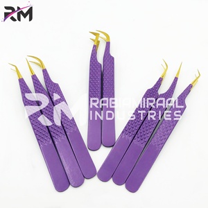 Ensemble d'outils de précision en acier inoxydable RMI, pinces à extensions de cils, couleur violet à or, poignée diamant - Product Image 6