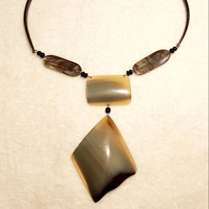 สร้อยคอเขาควายสำหรับผู้หญิงโซ่ขนาดใหญ่ปรับแต่งได้สีธรรมชาติขัดเงา - Product Image 1