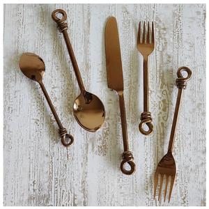 Cubiertos de oro únicos, juego de cubiertos de acero inoxidable 18/8 de alta calidad con mango de nudo, cubiertos para eventos de boda, vajilla, uso de vajilla - Product Image 1