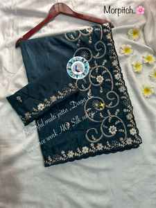 Saree en georgette douce imprimé couleur ombre ethnique indienne moderne de style Bollywood pour femmes gland trapèze pour mariages fêtes - Product Image 3