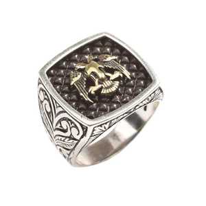 Men's 925 Sterling Silver <b>Ring</b> with Engraved Anatolian Eagle Design Cultural Collectible Jewelry - Product Image 2