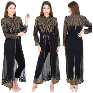 Robe Abaya Caftan Islamique de Haute Qualité en Georgette Printemps 2025 Moyen-Orient Dubaï Turquie Arabe Ouverture Devant Femme Légère - Product Image 3