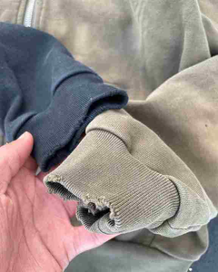 Sudaderas con capucha con cremallera Vintage desgastadas antiguas, chaqueta Unisex personalizada con sol se desvaneció, sudadera lavada con apliques bordados lisos - Product Image 5