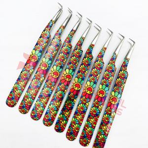 Super septiembre Pinzas de extensión de pestañas con punta de 90 grados Juego de pinzas de pestañas recubiertas de papel personalizadas - Product Image 4