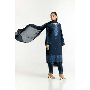 Dupatta Azul Marino con Bordado Poly Munar para Mujer, para Bodas - Product Image 1