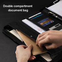 Grande Capacité A5 Cuir Véritable Bureau Document Portefeuille Business Fichier Sac Élastique Corde Boucle Étanche Stockage LAP-0090