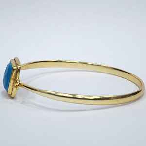 925 เงินสเตอร์ลิงชุบทองคุณภาพดีเยี่ยมพลอยเทอร์ควอยซ์พลอยแฮนด์เมดออกแบบกําไลข้อมือวินเทจ - Product Image 6