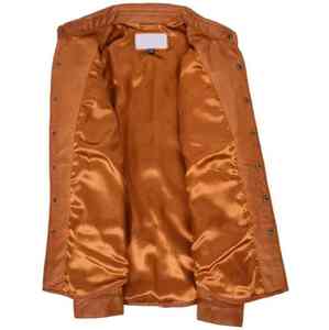 Casual <b>Shirt</b> Sheep Leather OEM New Fashion Modern <b>Short</b> <b>Sleeve</b> Drop Shoulder Oversized Double Chest Pockets Zip <b>up</b> Plain for Men - Product Image 4