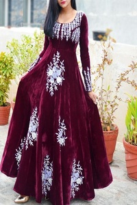 NEW--STYLISH <b>FLOOR</b>-LENGTH DRESS EMBELLISH WITH STUNNING CRYSTAL GLASS BEADS, DABKA ,WORK for Party-WEAR/WEDDING @ 2022 - Product Image 2