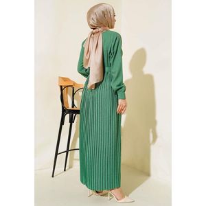 Vestido plisado con detalle de perlas Verde - Product Image 2