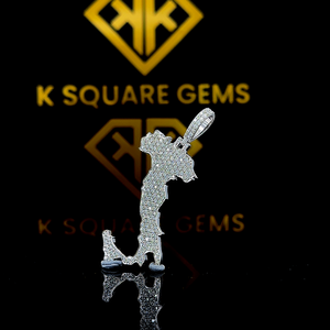 Pave Set Round Moissanite Diamond Pendant, Pendentif Carte, Pendentif Carte Pays Italie Personnalisé, Pendentif Hip Hop en Argent Sterling 925 - Product Image 2