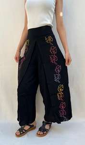 Pantalones Harem Anchos de Viscosa 100% Premium para Mujer, Estampado Floral Geométrico Bohemio, Transpirables, Ecológicos, Cintura Alta Elástica - Product Image 6