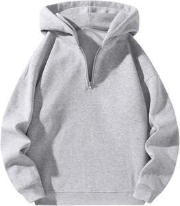 <b>Men's</b> <b>Quarter</b> <b>Zip</b> Hoodies <b>Zip</b> Up Hoodie Long Sleeve Drop Shoulder Sweatshirt Casual Pullover - Product Image 1