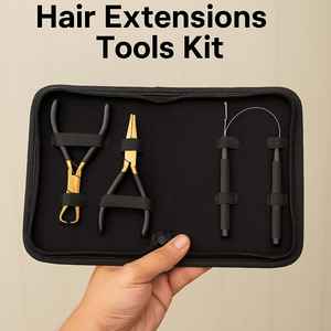 Kit d'outils professionnels pour extensions de cheveux plaqué or avec pinces et crochets pour application en salon - Product Image 2